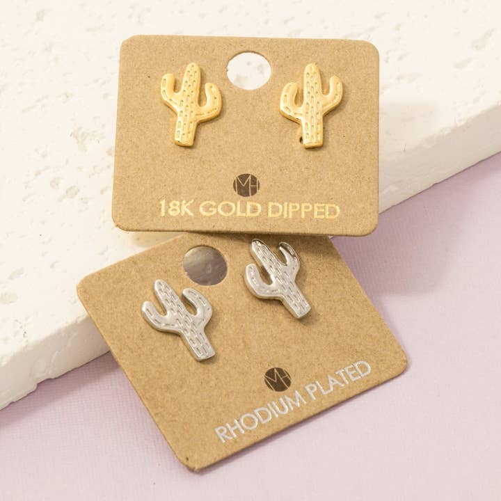 Fame Accessories - Wholesale Stud/Post Earrings - Mini Cactus Stud Earrings