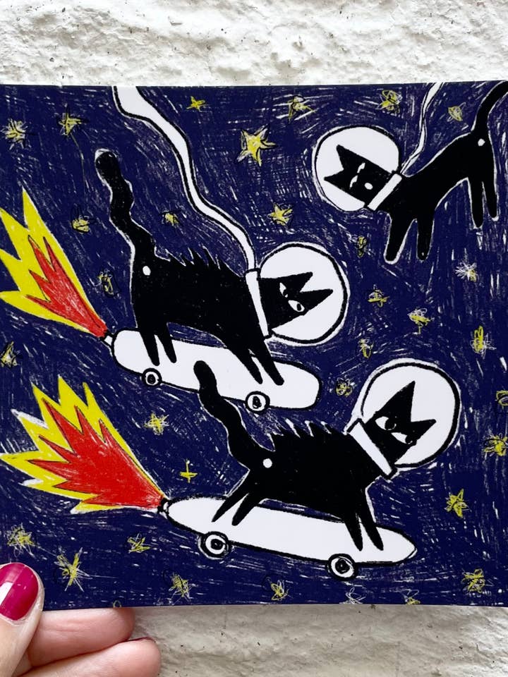 Cosmic race, square postcard for wholesale by Anna Soba