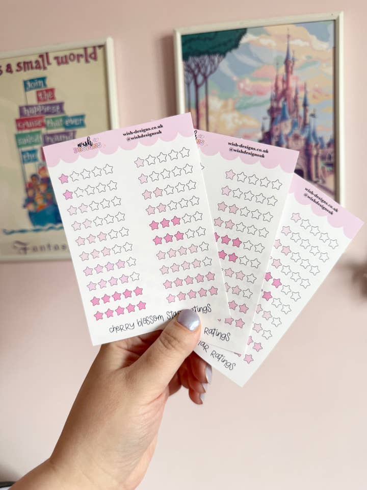 Cherry Blossom Star Ratings Vinyl Sticker Sheet for wholesale by Wish Designs