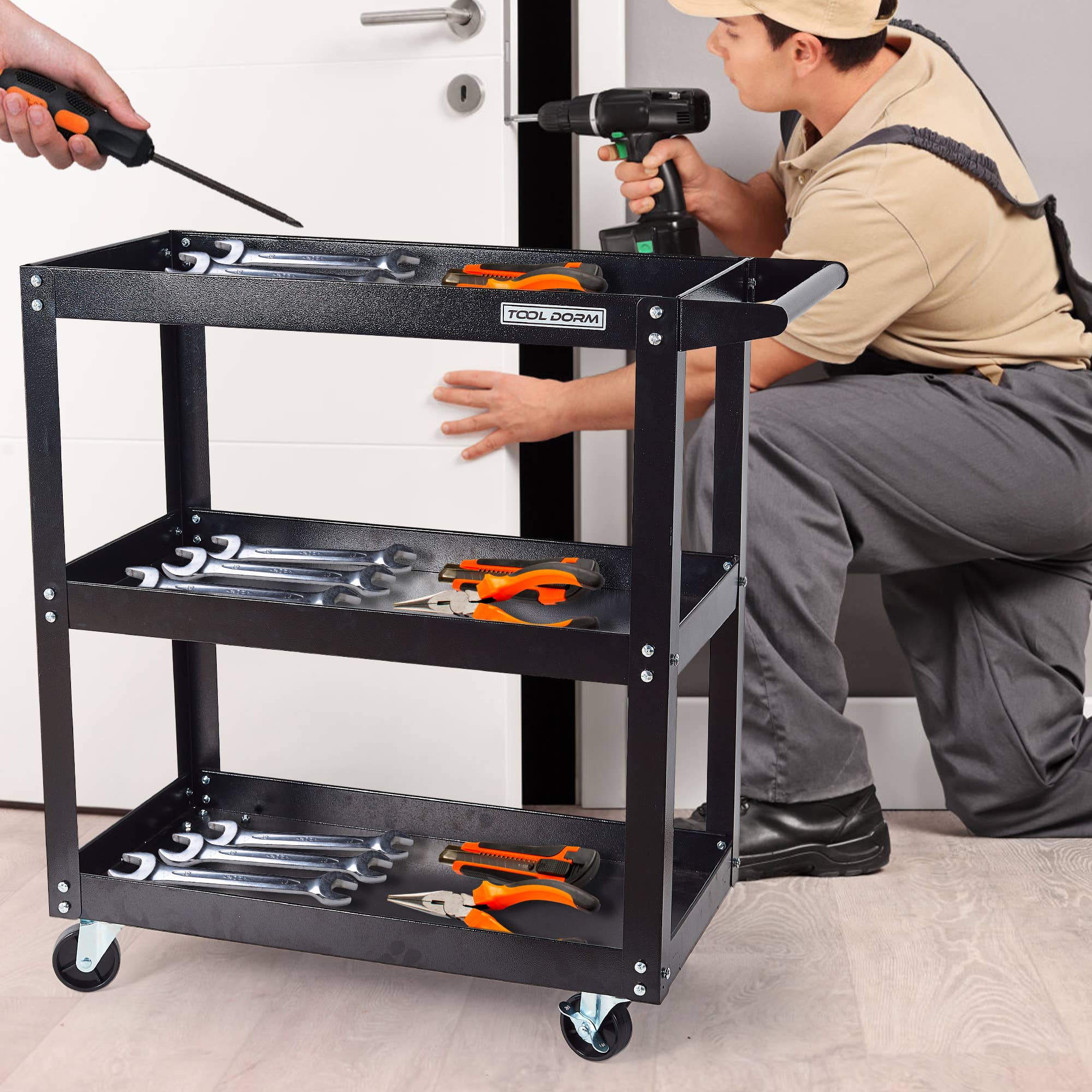 HOMYCASA DESIGN INC - Wholesale Free Standing Shelf - 3-Tier Tool Cart Assembled 30x14.2x30.3in 16lb10