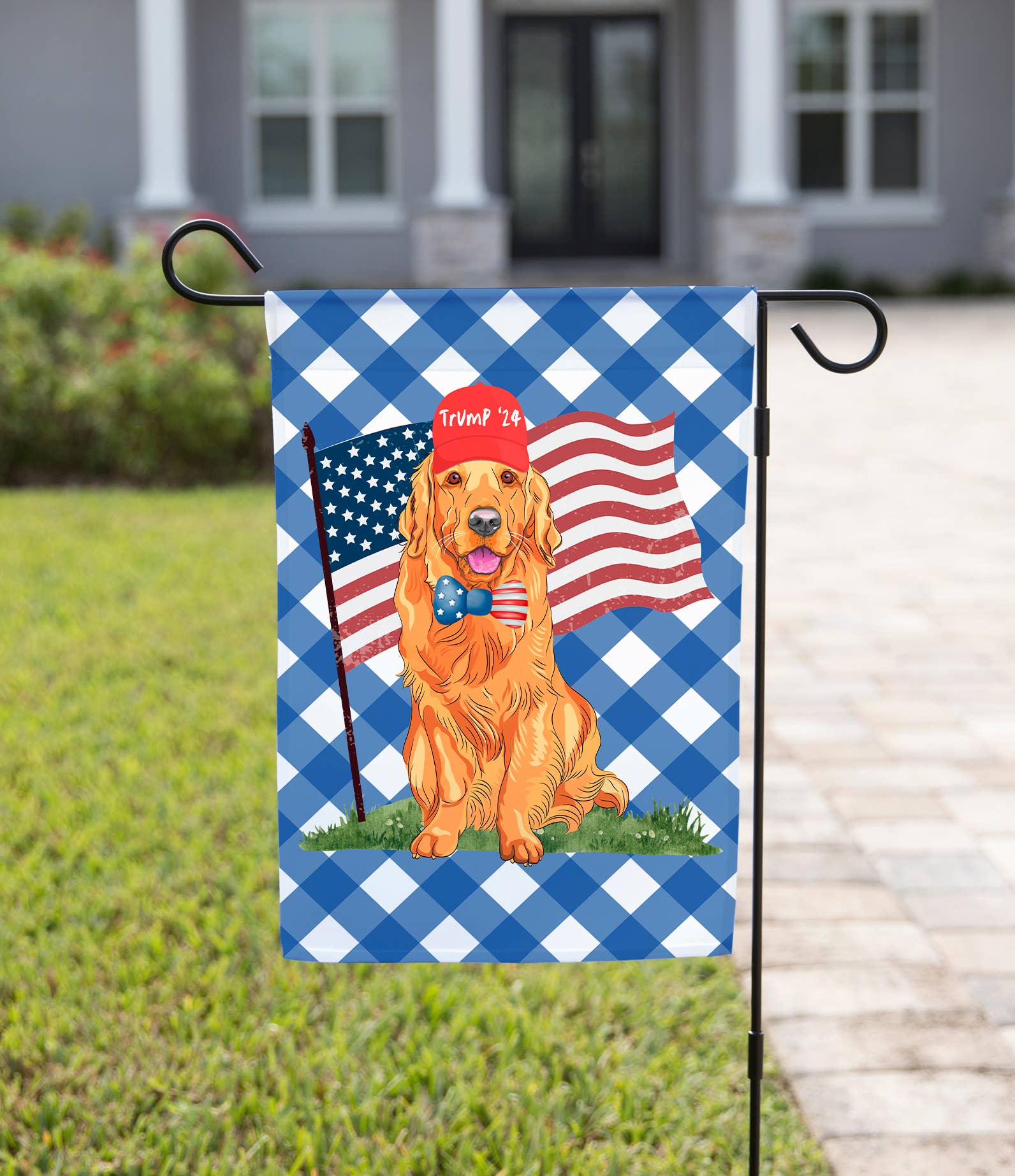 The Navy Knot - Vente Drapeaux - Drapeau de jardin patriotique du Golden Retriever - Trump Conservative
