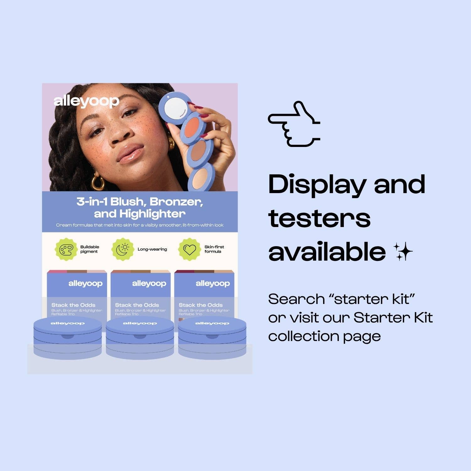 Alleyoop Makeup | Clean Beauty & Wellness - Vente Highlighters et enlumineurs - Sunkissed Stack the Odds Blush/ Bronzer/ Highlighter1