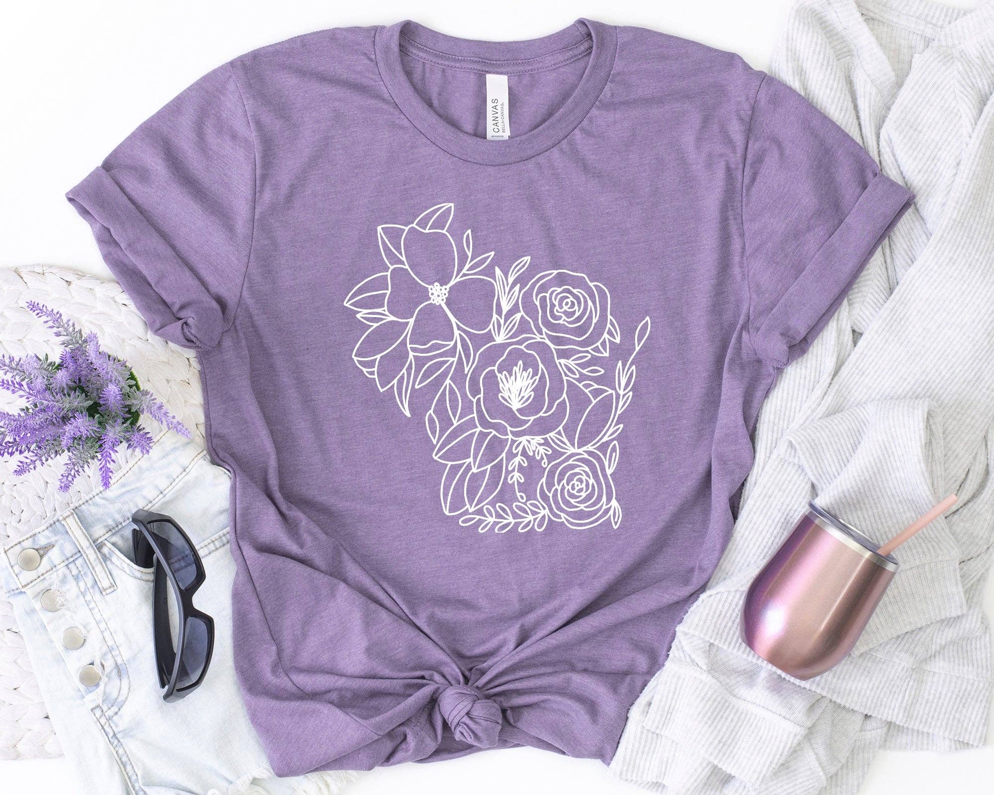 Autumn Rose Co. - Wholesale Screen Printed T-Shirt - Women's - Wisconsin Floral Tee, Wisconsin Graphic Tee For Women7