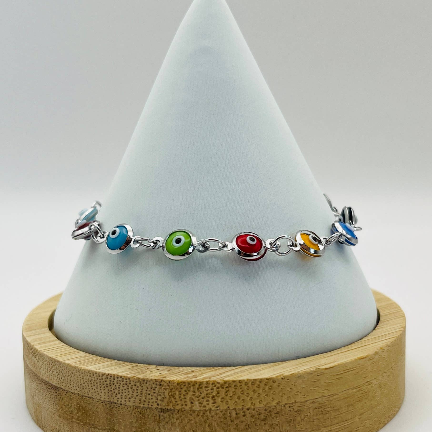 Loli - Wholesale Link & Chain Bracelet - Lux Crystal Chain Evil Eye Bracelet - Silver - Gold Color6