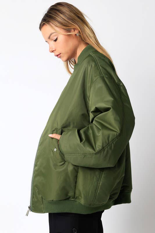 Olivaceous - Wholesale Bomber Jacket - Women's - Madison Bomber Jacket1