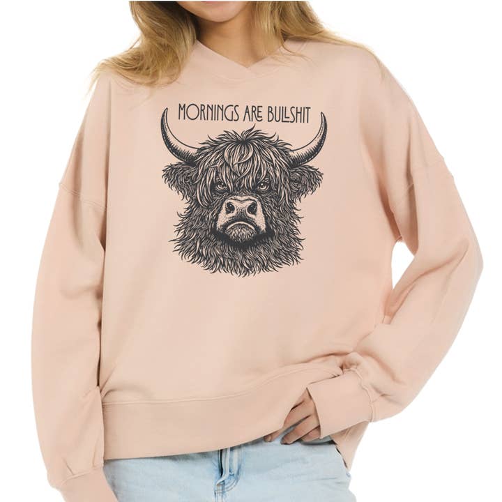 Mornings Are BullshitbSnugly Sweatshirt for wholesale by Ales to Trails