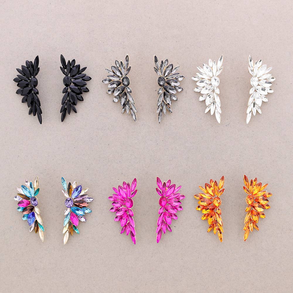 Sonata - Vente Bijoux à boutons pression - Boucles d'oreilles ailes en métal avec cristaux3