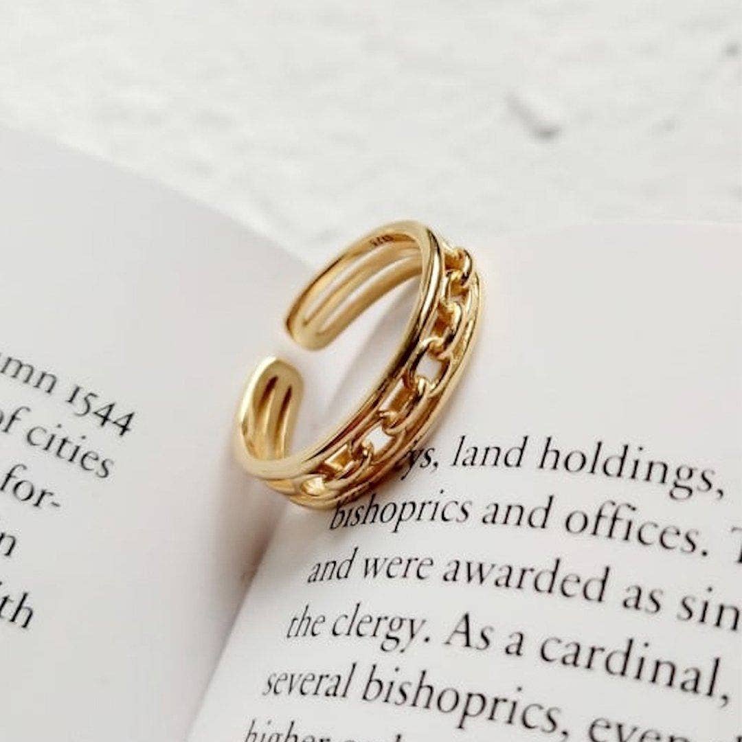 14K Gold Chain Link Stacking Ring for wholesale on Faire1