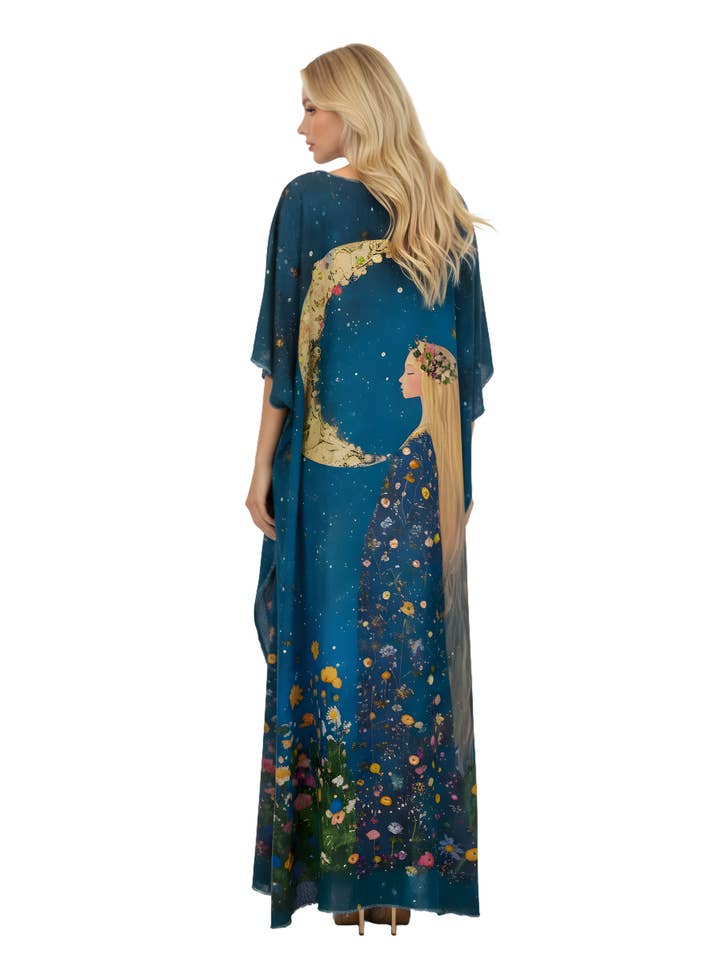 Duster with Girl Under Night Sky in Blue or Gray for wholesale by LeParisPetit by I Love Linen