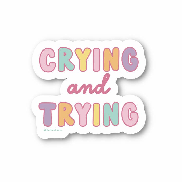 Fluffmallow (Custom duties for USA are pre-paid by us) - Wholesale Sticker - Crying & Trying Mental Health Chronic Illness Sticker4