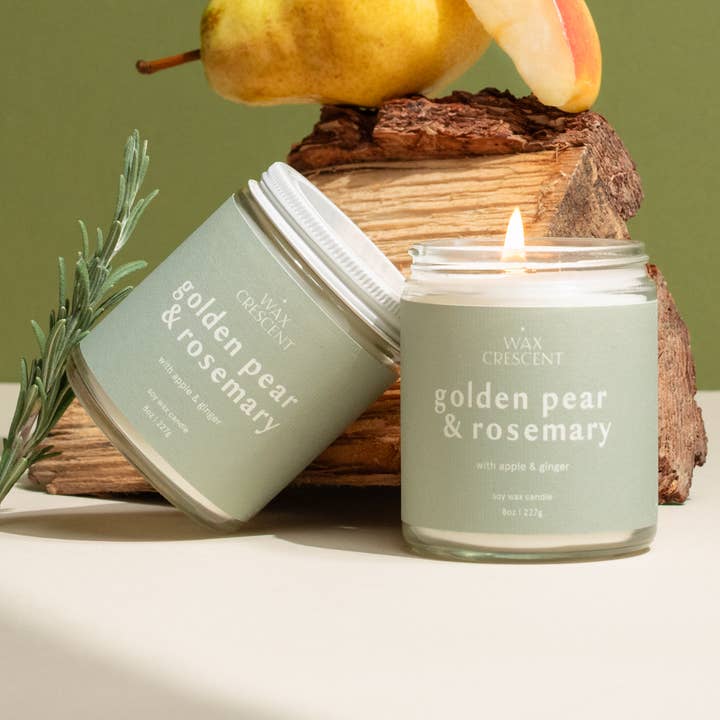 Goldene Birne & Rosmarin I Feiertagskerze für den Großhandel von Wax Crescent