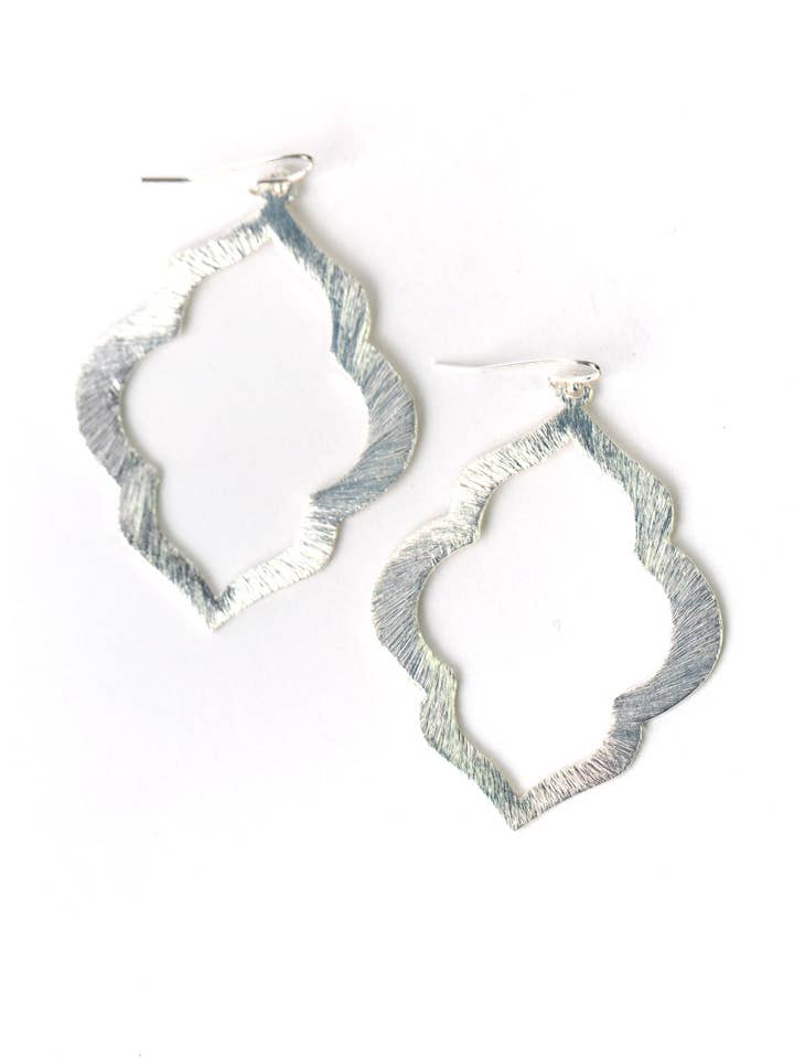 Brushed Silver Oblong Statement Earrings for wholesale by Anne Vaughan Designs Jewelry
