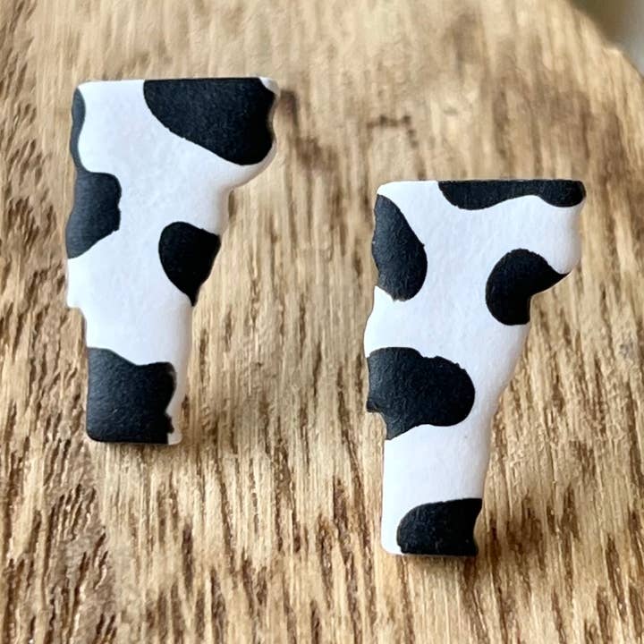 Hayden Handcraft - Wholesale Stud/Post Earrings - Cow Print Vermont Studs0