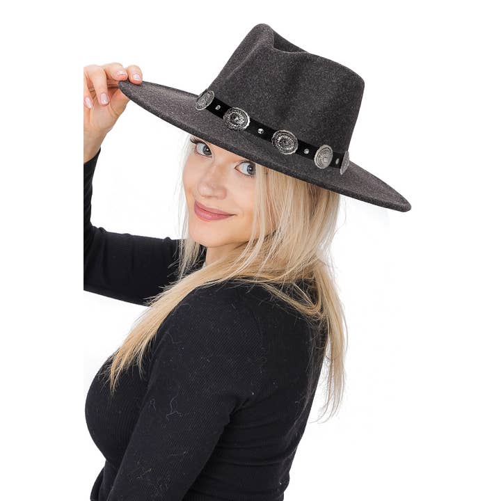 Cap Zone - Wholesale Fedora - Women's - Stagecoach Belt Pinch Crease Faux Wool Rancher Hat