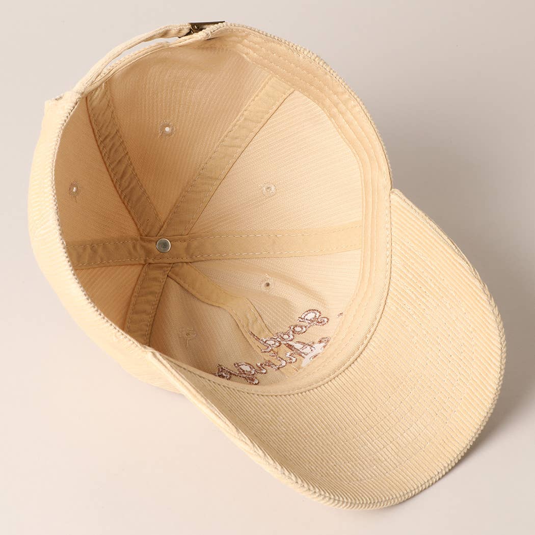 Fashion City - Wholesale Baseball Cap - Women's - good things take time Embroidery Corduroy Cap9