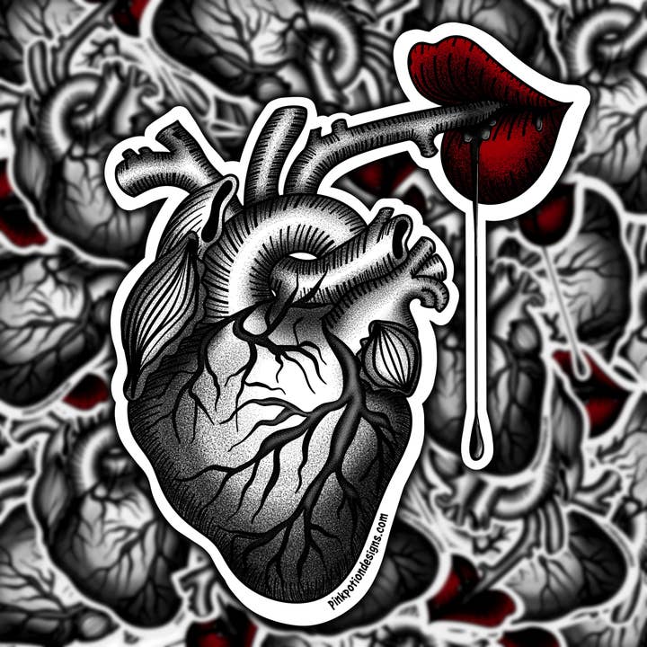 Sip of Life Lips and Heart Sticker for wholesale by Pink Potion Designs