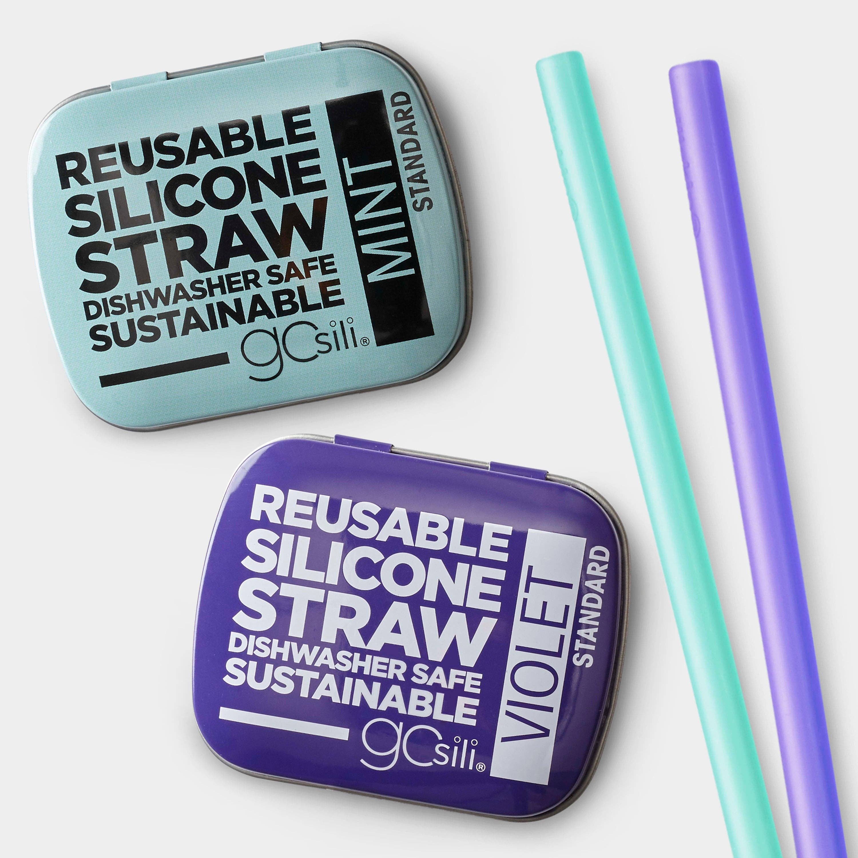 GoSili - Wholesale Drinking Straw - GoSili® 8" Collapsible + Reusable Silicone Drinking Straw with Travel Case | Eco-Friendly & Soft | 2pk6