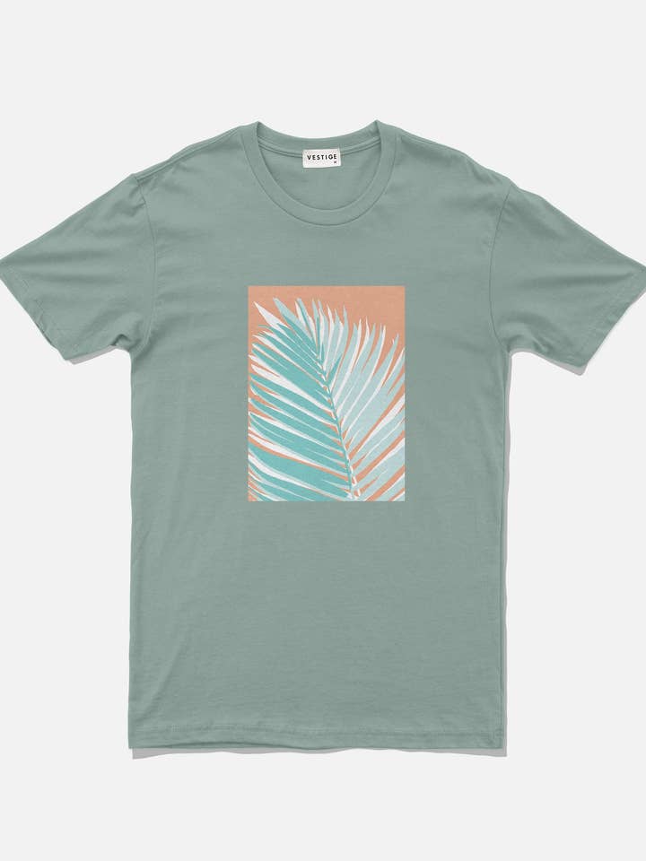 T-shirt Leaf Duotone, verde per la vendita all'ingrosso da parte di VESTIGE