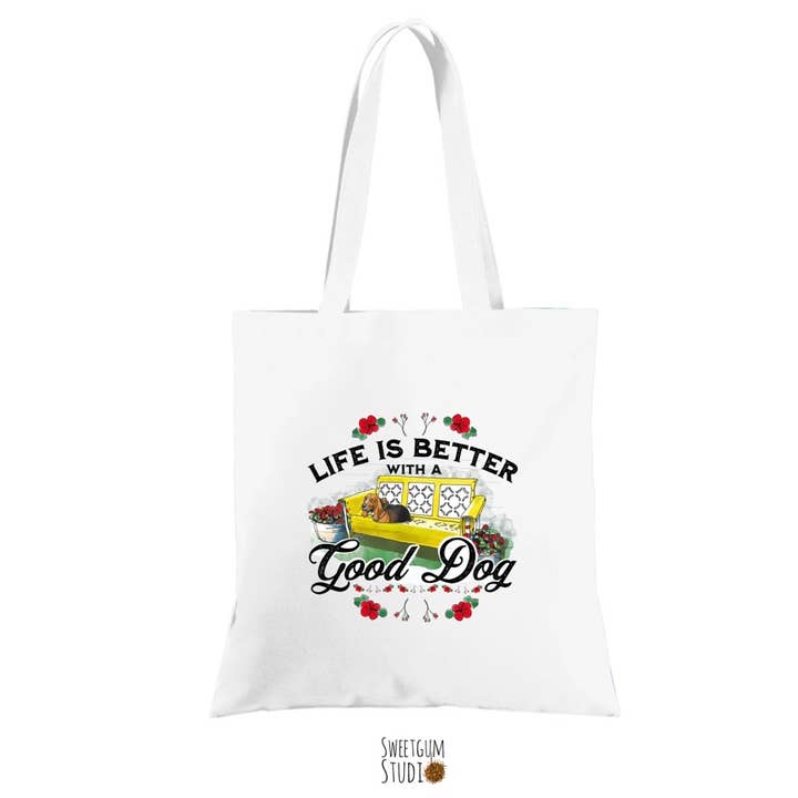 Life is Better with a Dog Tote for wholesale by Sweetgum Studio