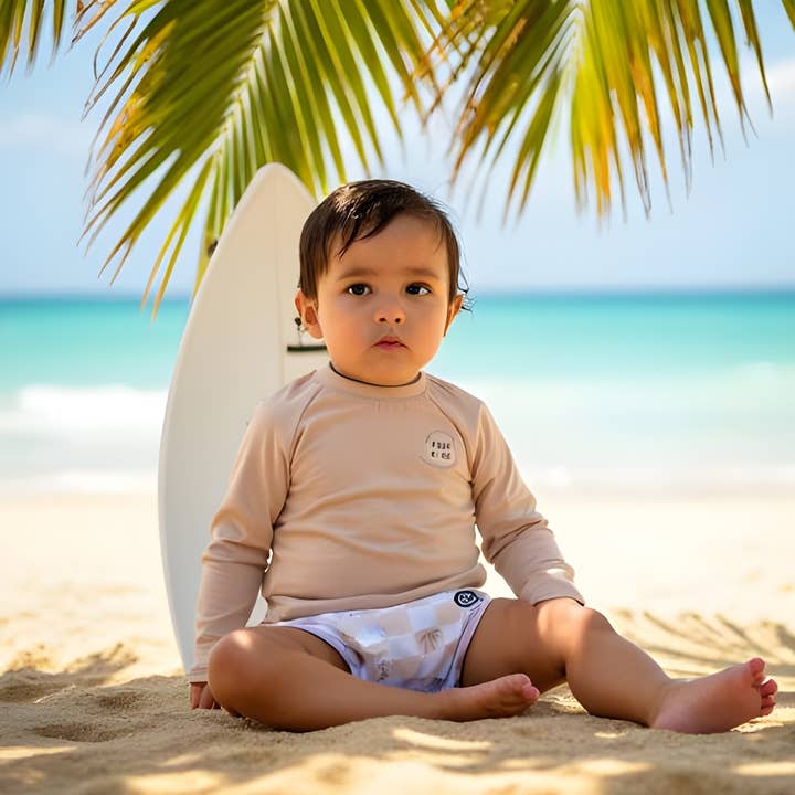 Camisola de Natação com Proteção Solar para Rapazes - Bege por atacado de Rufflеѕ & Bоwtіеѕ - Affordable Boys & Girls Clothing