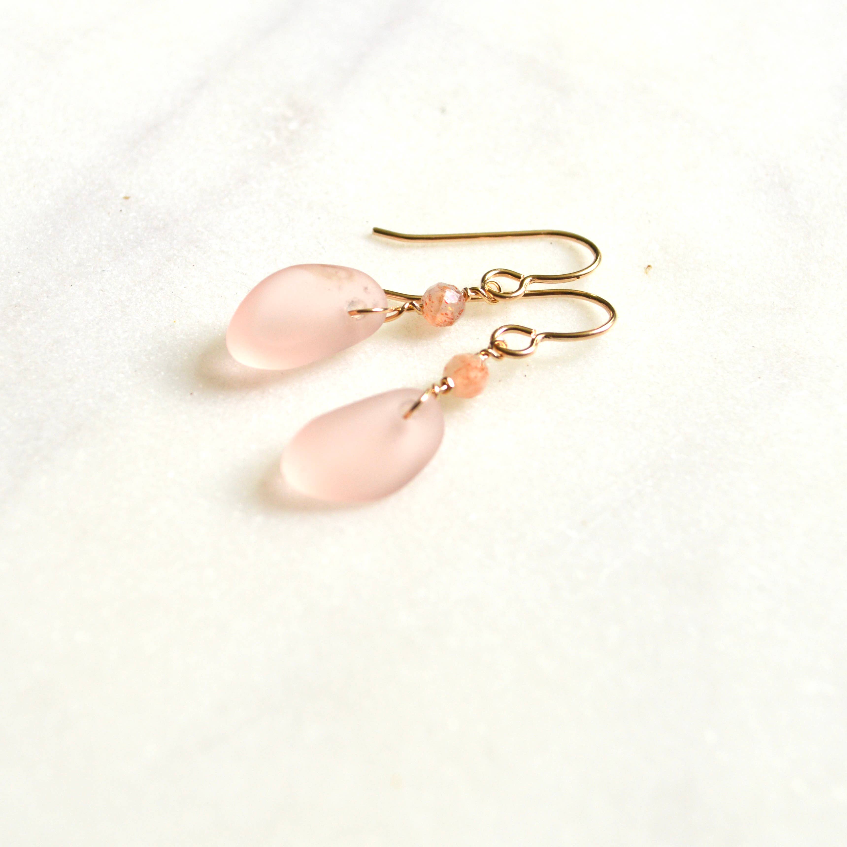Salty But Sweet - Wholesale Dangle Earrings - Tiny Pink Glass Earrings3