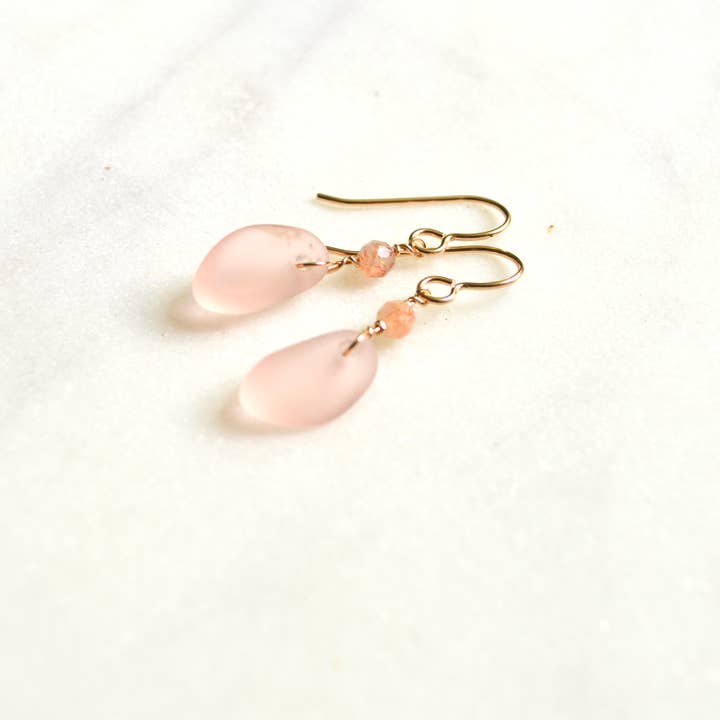 Salty But Sweet - Wholesale Dangle Earrings - Tiny Pink Glass Earrings3