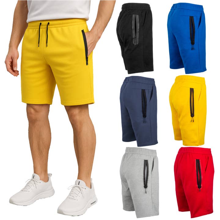 Men's Tech Fleece Performance Shorts With Heat Seal Zipper for wholesale by Galaxy By Harvic