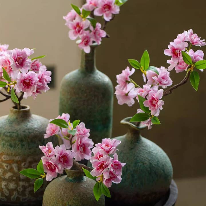 Rustic Reach - Wholesale Artificial Flowers - Small Peach Blossom Flower Stem 16.5" Tall6