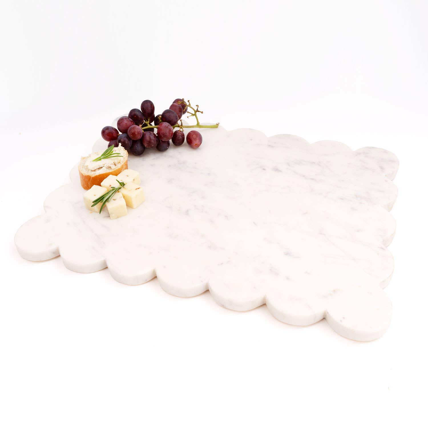 8 Oak Lane - Wholesale Cheese Board - White Marble Scalloped Serving Board4
