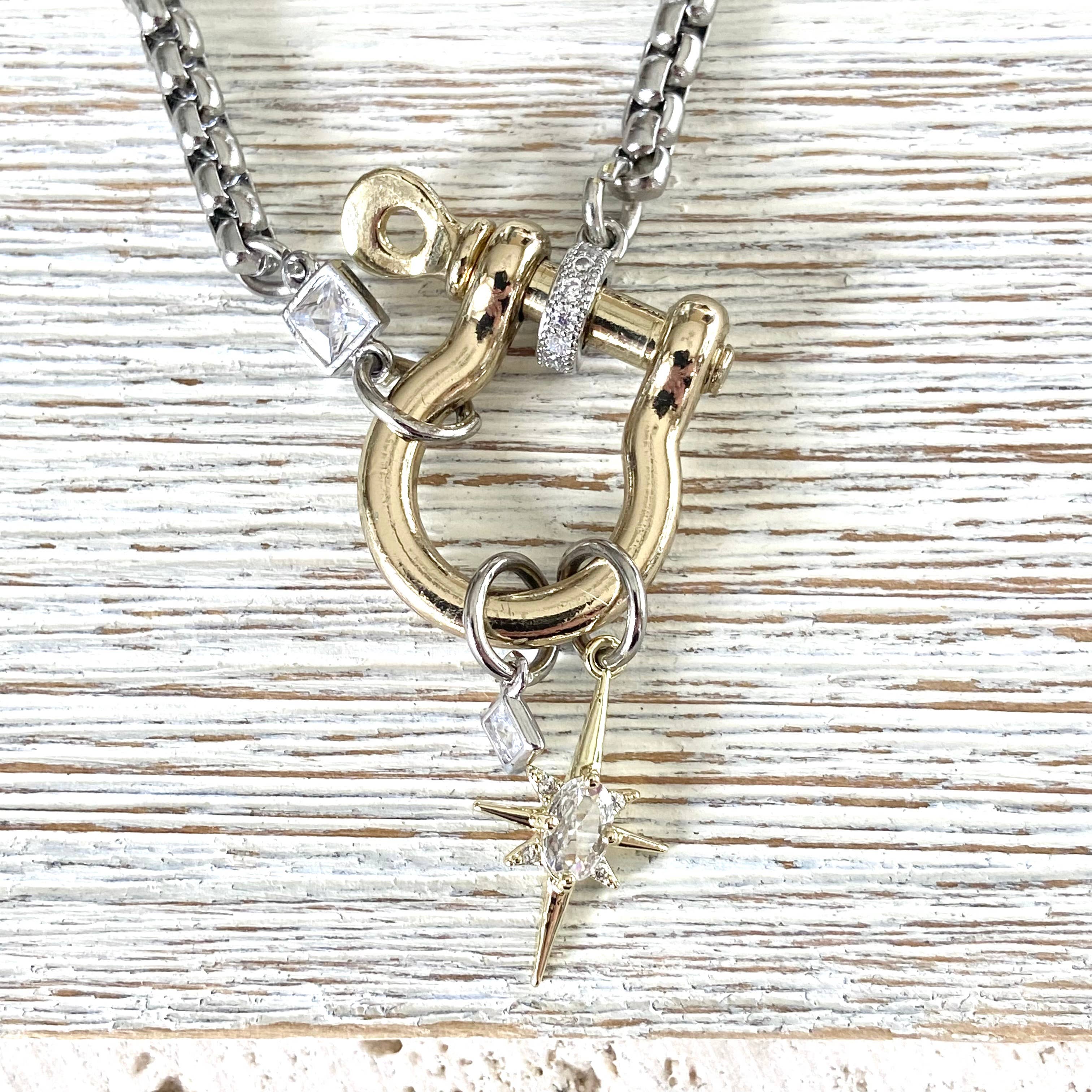 VB&CO Designs Handmade Jewelry - Wholesale Pendant/Charm Necklace - Carabiner shackle necklace charm holder mixed metal 4