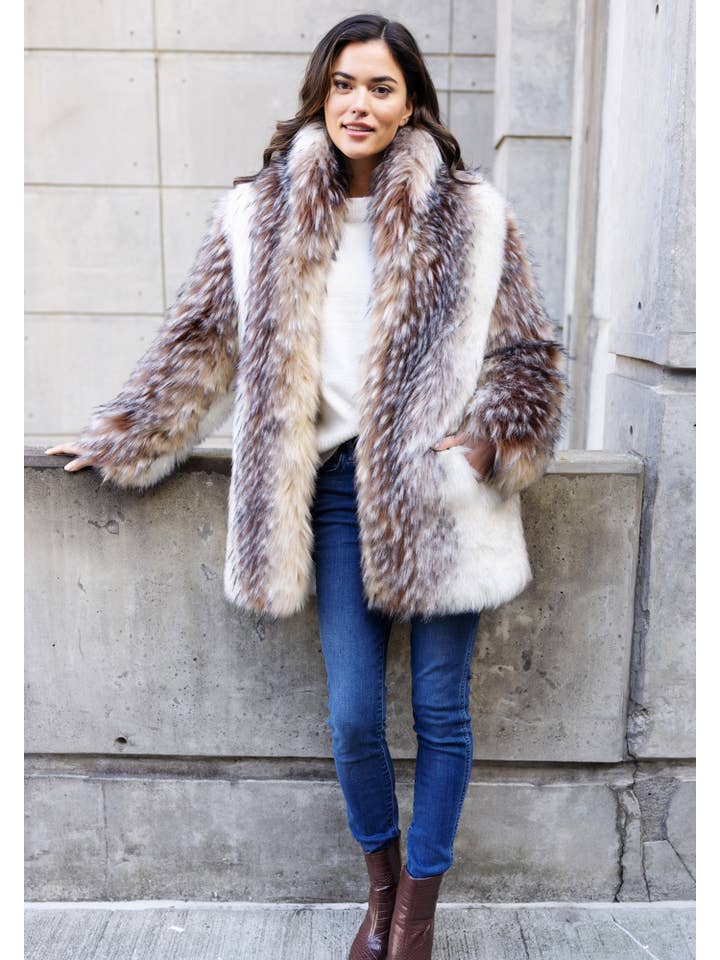 Donna Salyers Fabulous-Furs - Wholesale Fur/Faux Fur Coat - Women's - Faux Fur Shawl Collar Coat
