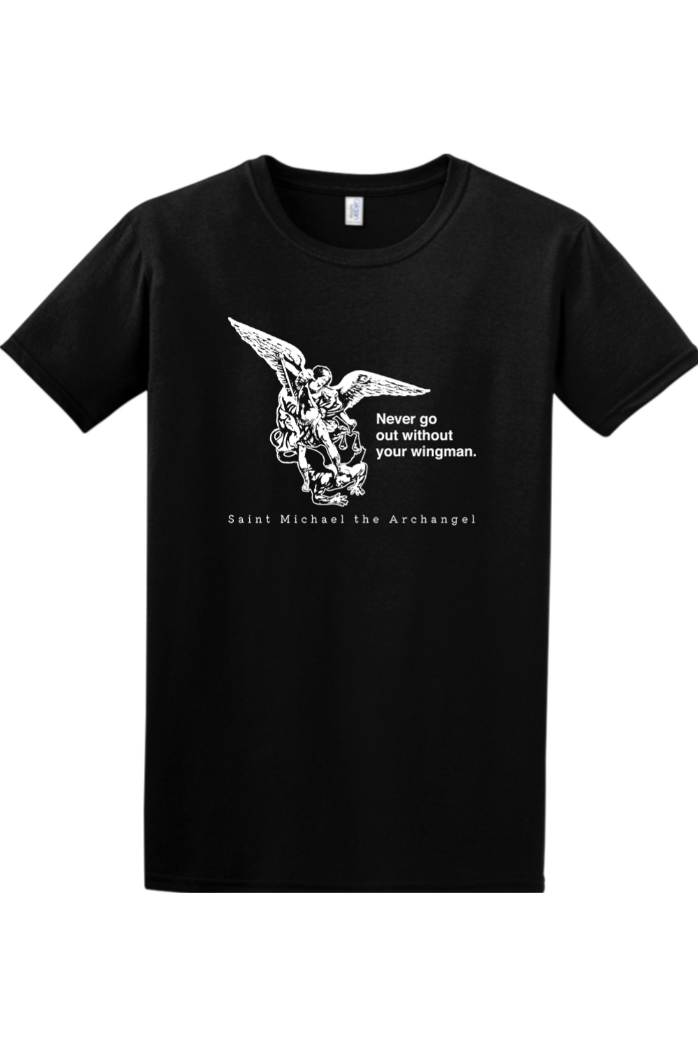 Sock Religious - Wholesale Screen Printed T-Shirt - Unisex - Never Go Without Your Wingman - St. Michael the Archangel Adult T-Shirt4