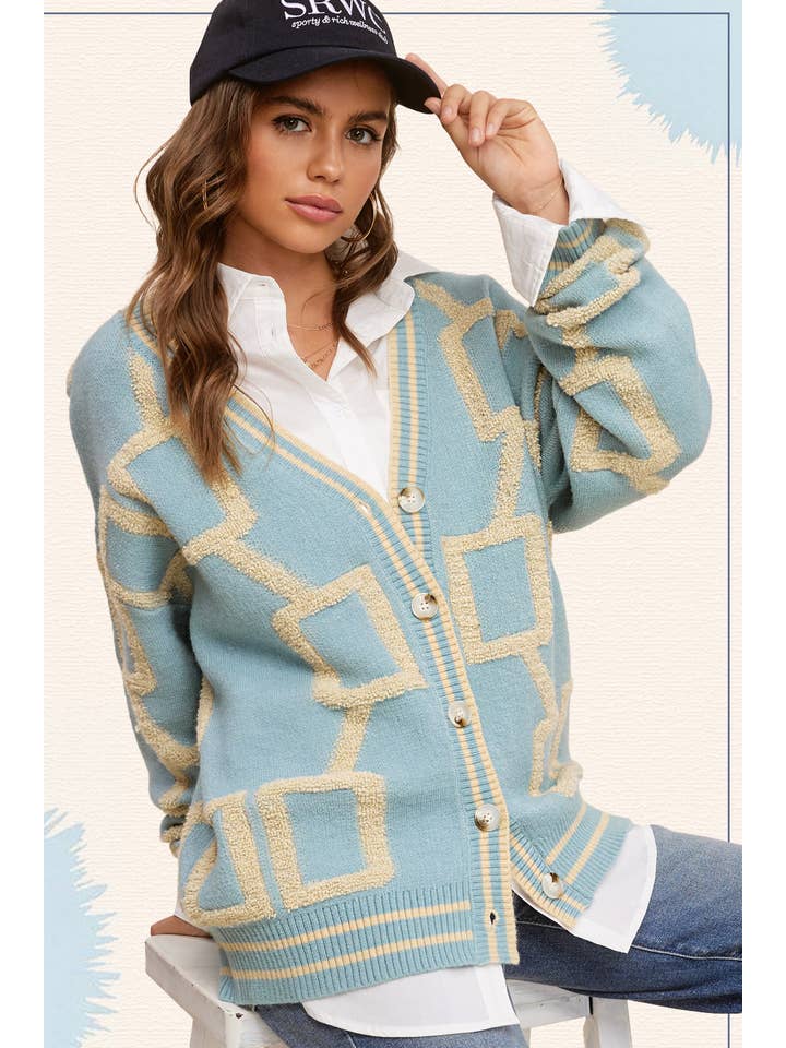 La Miel - Wholesale Cardigan - Women's - HCC2177-Loose Fit Drop Shoulder Cozy Knit Cardigan6