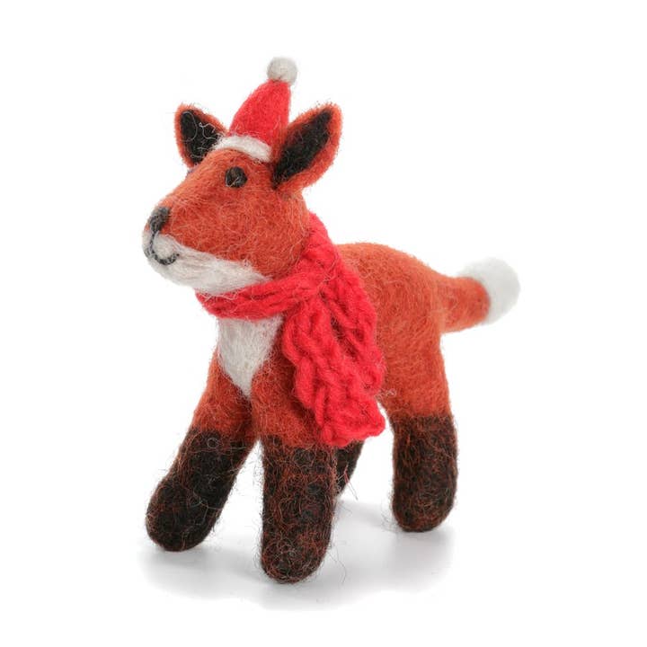Christmas - Fox with Hat & Scarf, 24 for wholesale by Amica Accessories Ltd