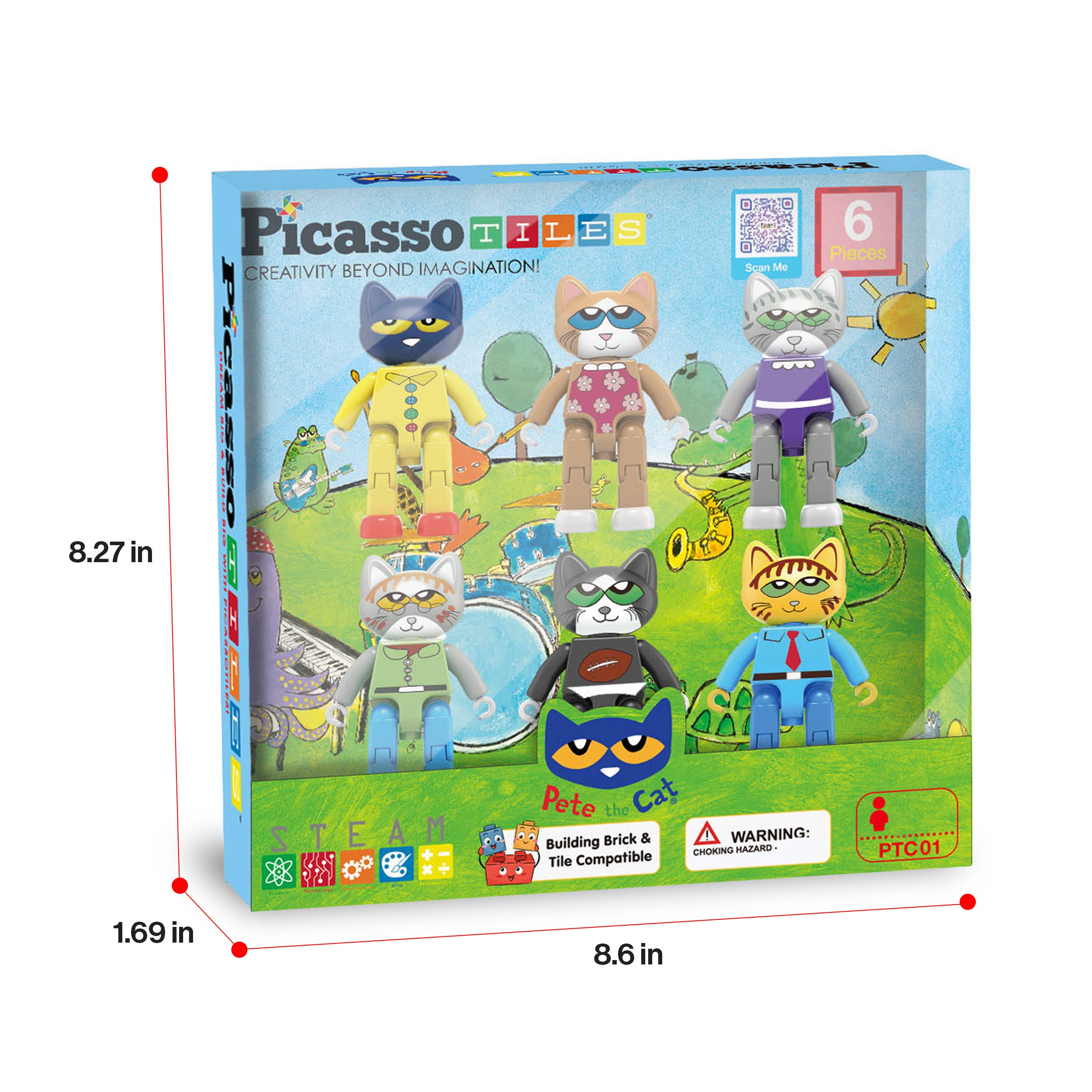 PicassoTiles - Wholesale Building Set - Kids - PicassoTiles 6pc Pete The Cat Magnetic Tile Characters8