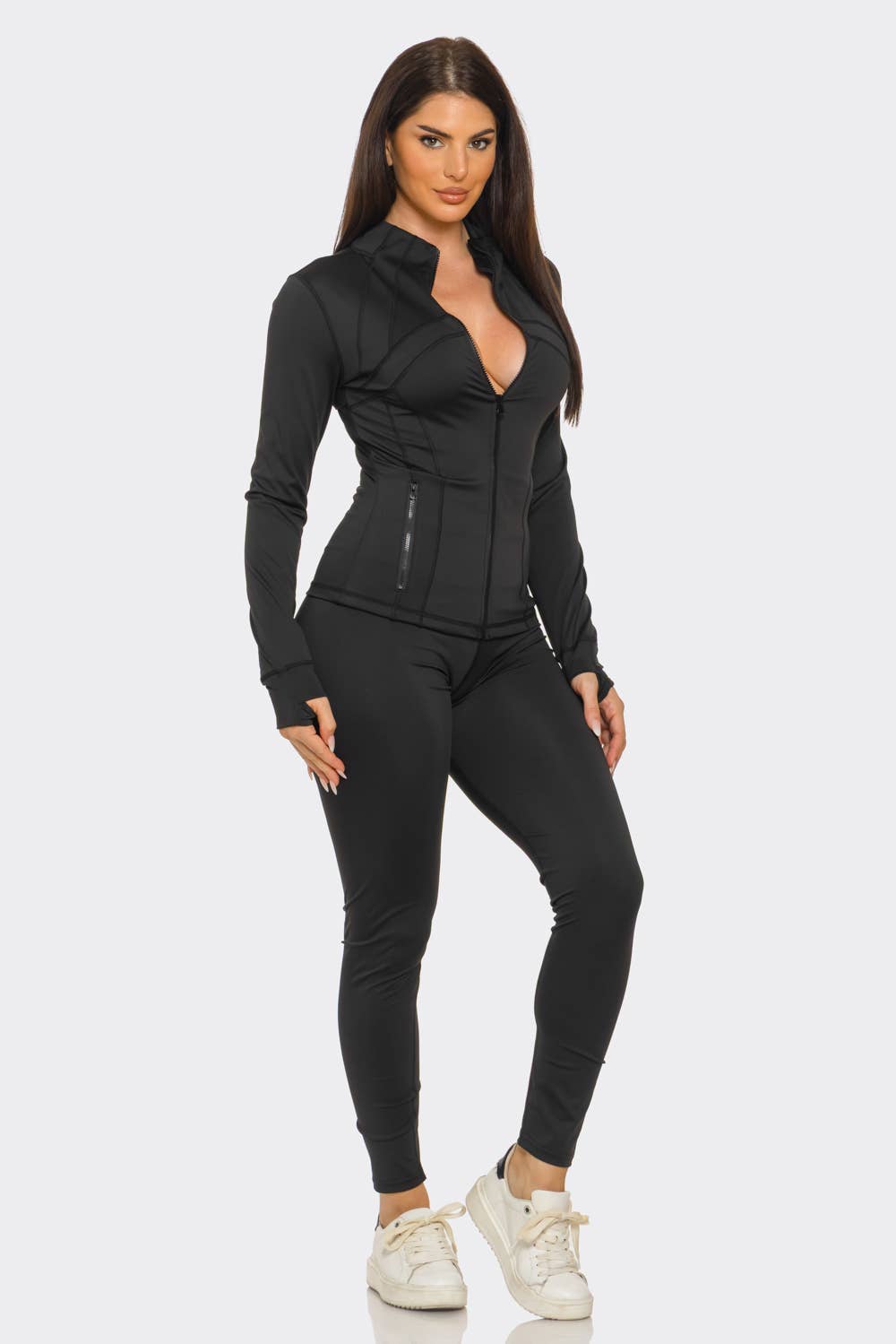 Julia by LoveJ - Wholesale Activewear Set - Women's - Front Zip Up Jacket And Leggings Set12