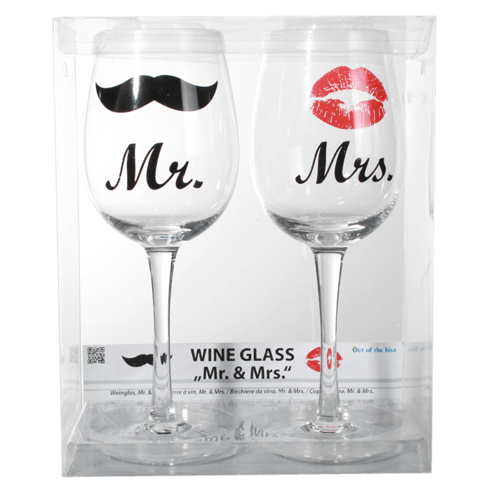 Out of the blue KG - Wholesale Wine Glass - Wine glass with Kiss and Moustache decor for,3