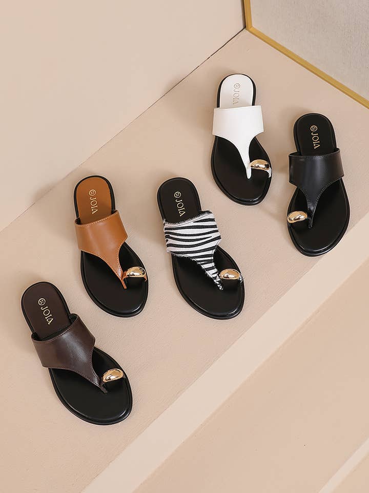 Toe thong sandal with gold jewel H8-1190A for wholesale by Joia Paris