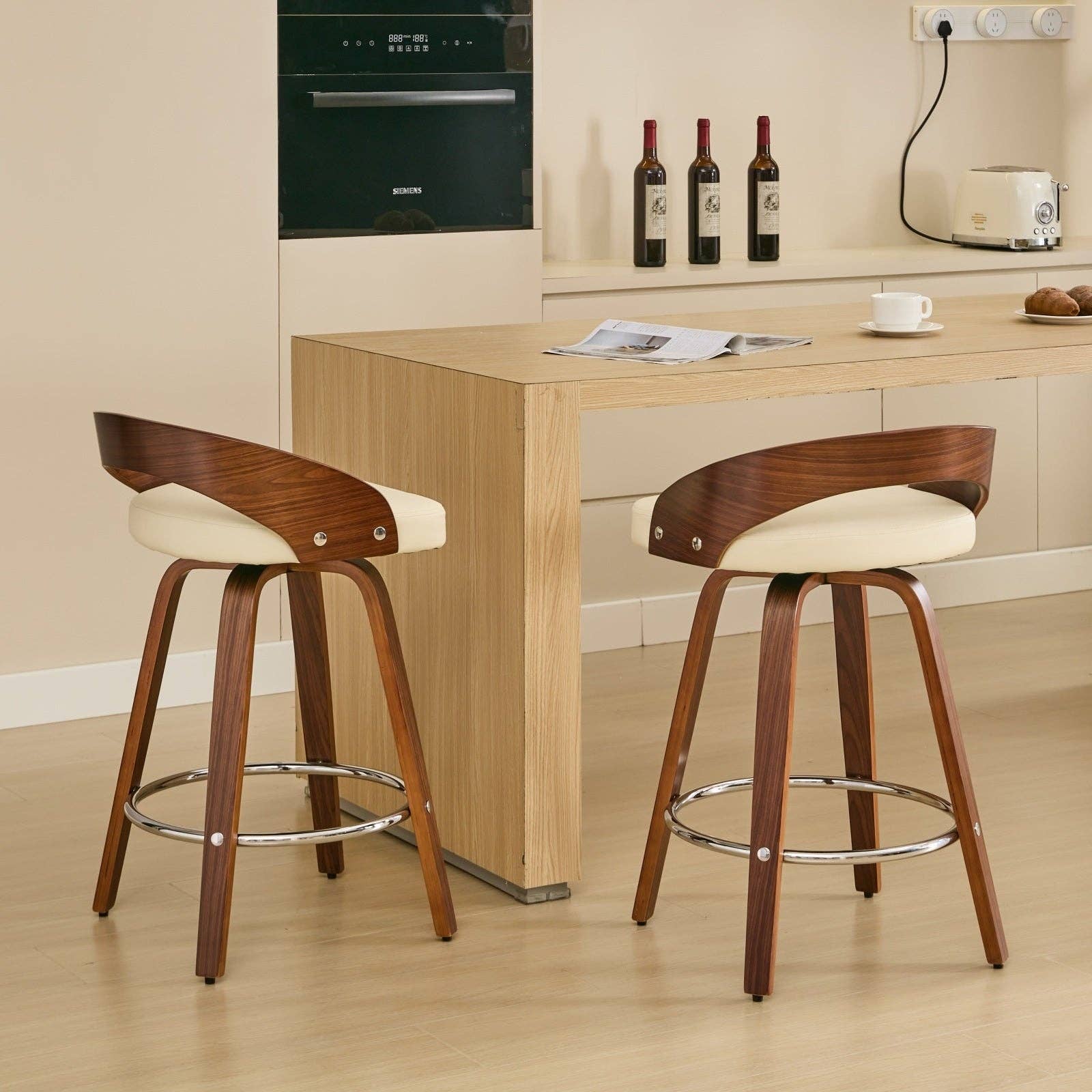 HOMYCASA DESIGN INC - Wholesale Stool - 2PcsMid-Century Swivel Counter Stools with Cushion 25" Heigh5