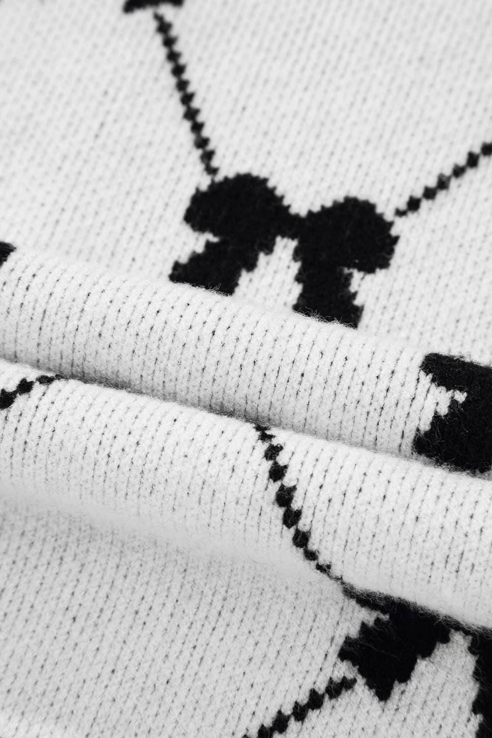 Aapparella - Wholesale Knit Sweater - Women's - Bow Checkered Print Zipper Front Ruffled Sweater | S-XL9