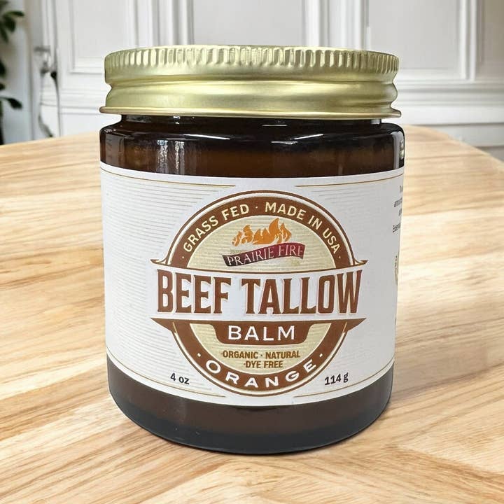 Beef Tallow Balm - 4 oz - Organic Grass Fed - Body Butter - Prairie Fire Kansas Native Pasture for wholesale by Prairie Fire Candles