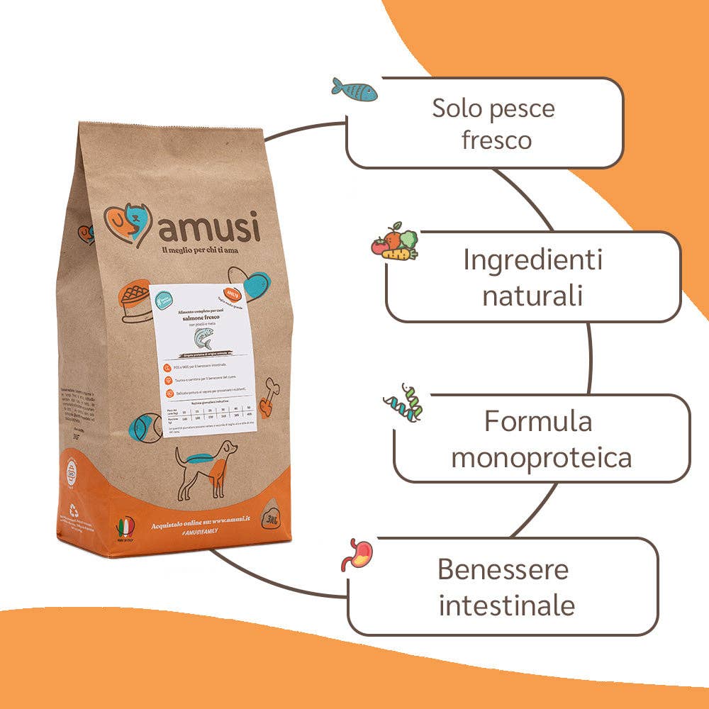 Pettech S.r.l. - Wholesale Pet Treats - Dog - Kibble with Fresh Salmon, Peas, and Apple for Adults1