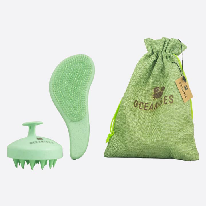 OCEANIDES EYEWEAR - Vendita all'ingrosso Spazzola/pettine - Set spazzola per capelli e spazzola shampoo eco-sostenibile | NATURE0