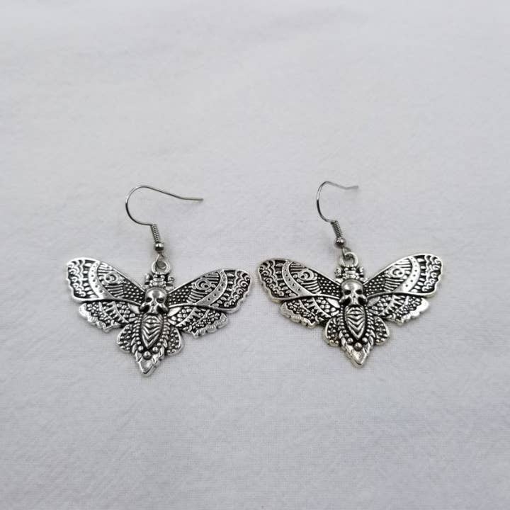 Halloween Death Moth Dangle Earrings for wholesale by ENA Jewelry