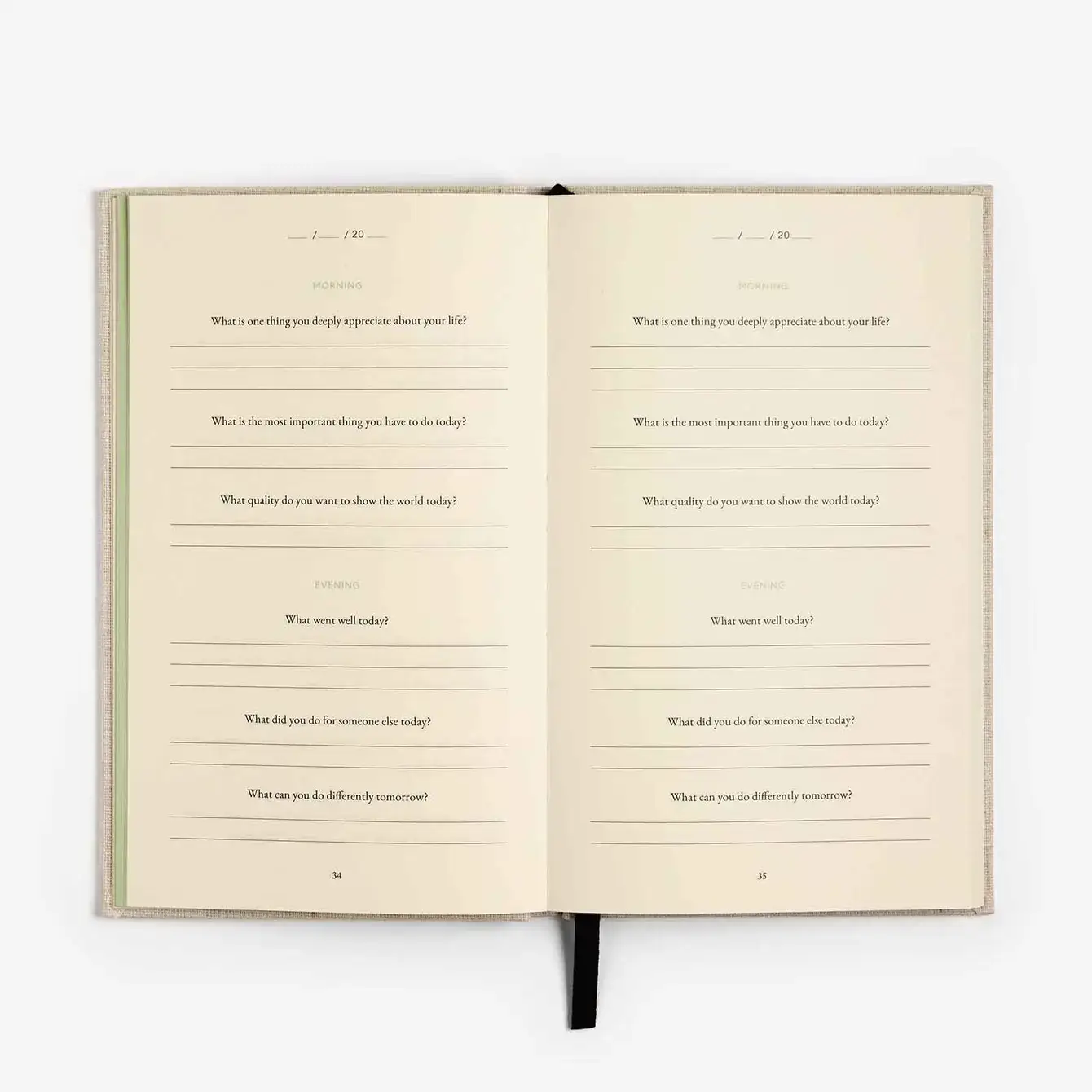 Intelligent Change - Wholesale Journal/Diary - The Three Question Journal Linen - Daily Guided Wellbeing2