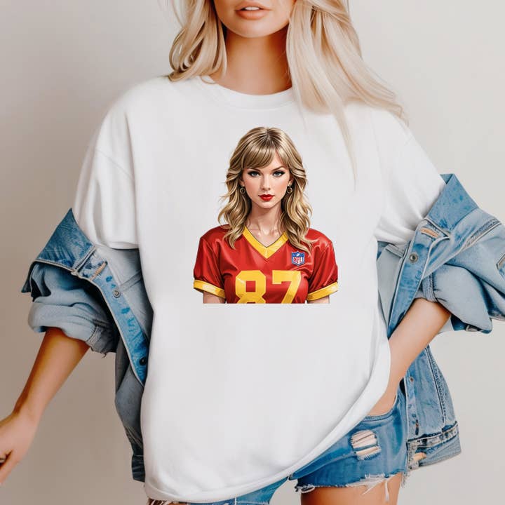 Taylor Swift i KC-trøje for engroshandel hos Skymorphew Branding Co