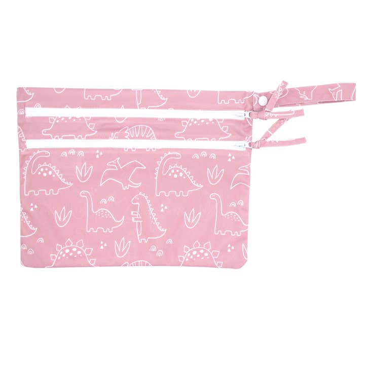 BapronBaby - Wholesale Wet Bag - Kids & Baby - Dino Friends (Blush) Waterproof Wet Bag
