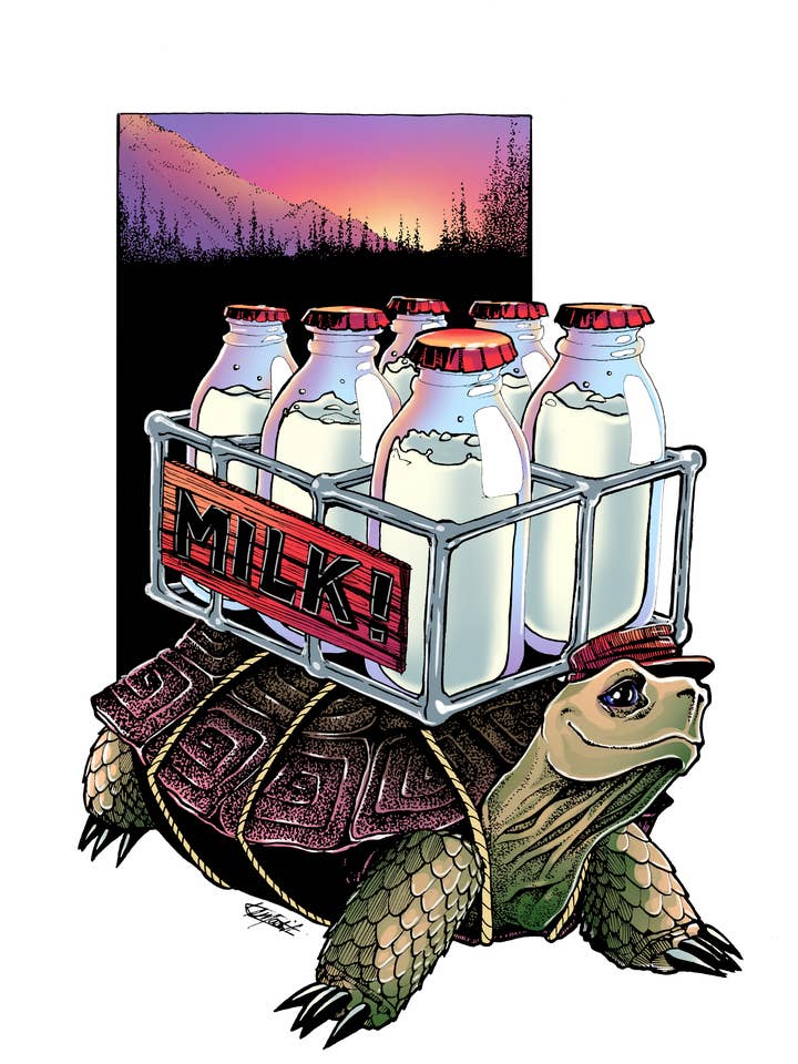 5" klistermärke: nyckfull mjölksköldpadda - Fantasy Vinyl Vattentät för wholesale av Indi Martin Art