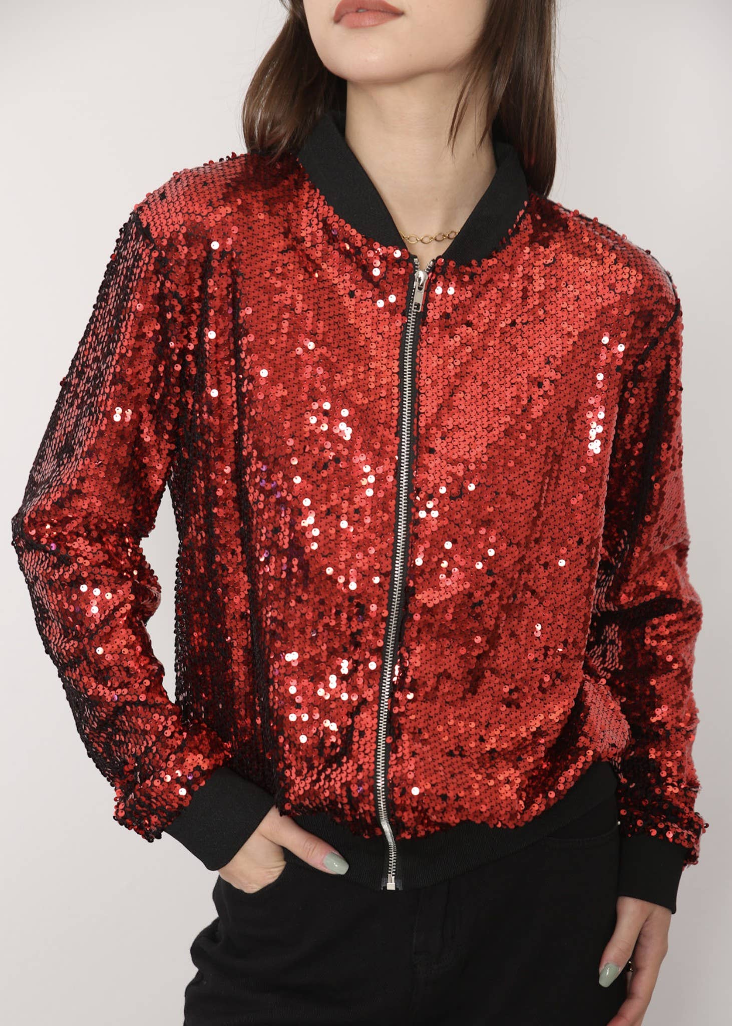 Anna Kaci Wholesale - Wholesale Varsity/Baseball Jacket - Women's - Striped Metallic Sequin Varsity Jacket29
