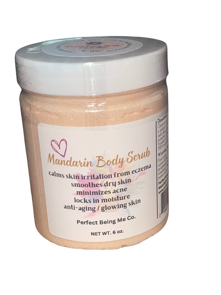 Mandarinskrubb för kroppen med kosmetisk gurkmeja och kojicsyra för wholesale av Perfect Being Me, LLC